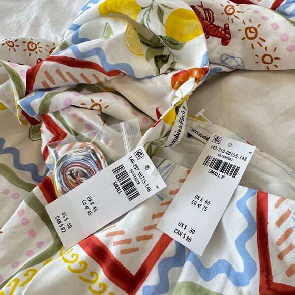 NWT Abercrombie & Fitch Strapless Top Mid Rise Maxi Skirt in Tile Print Size S - Picture 4 of 6